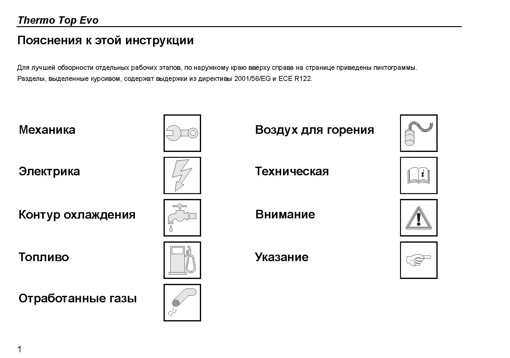 Отсканированная официальная инструкция по установке подогревателей Webasto серии Thermo Top Evo Start\Comfort+