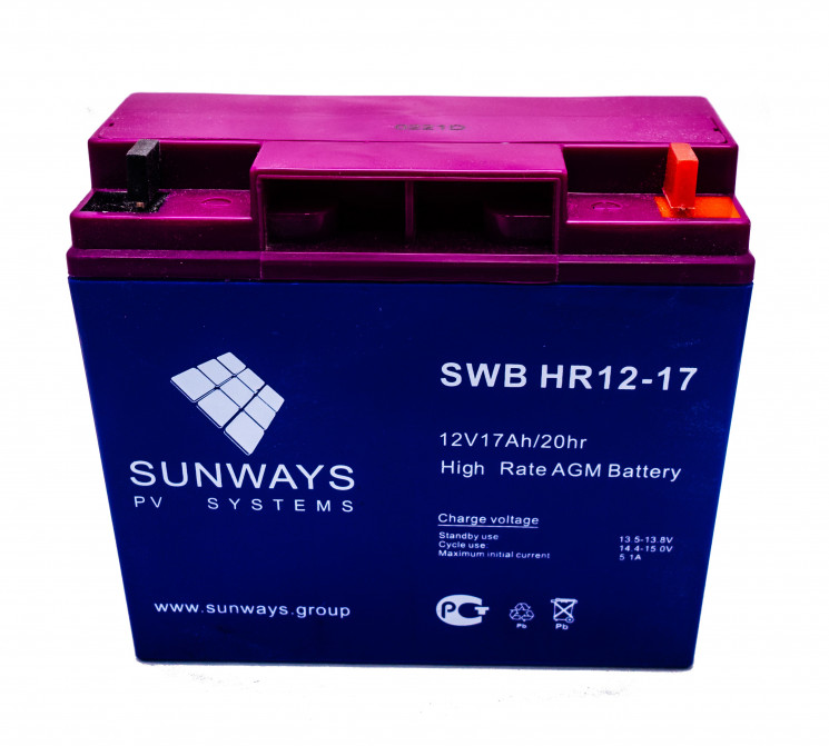 Аккумуляторная батарея SUNWAYS HR 12-17 купить в Абакане